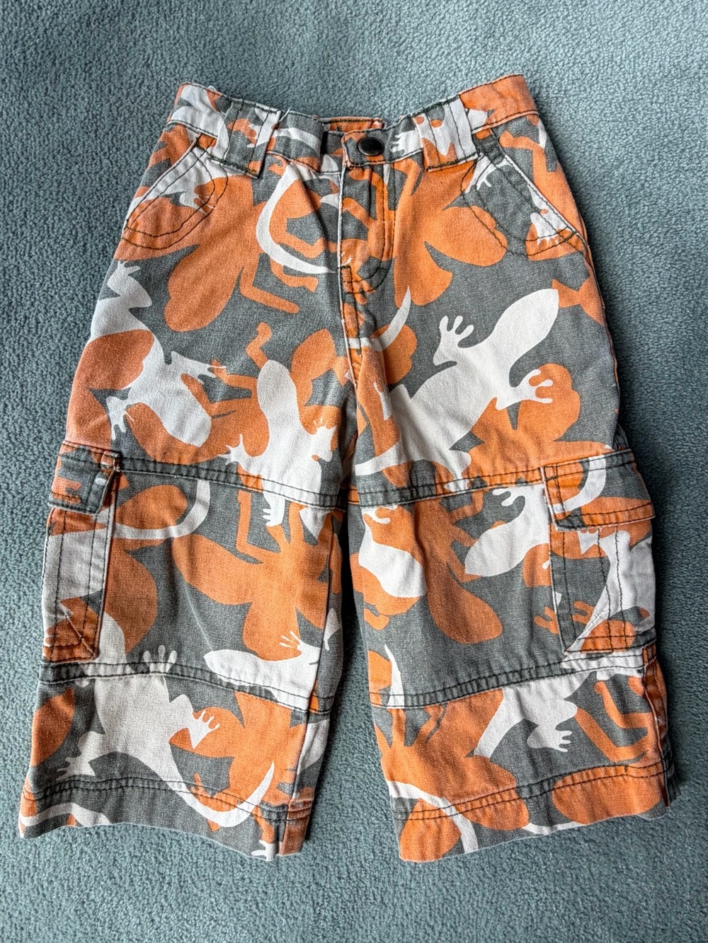 Boys’ Garnet Hill Vintage  Orange, Gray & Tan Lizard Camo Cargo Shorts